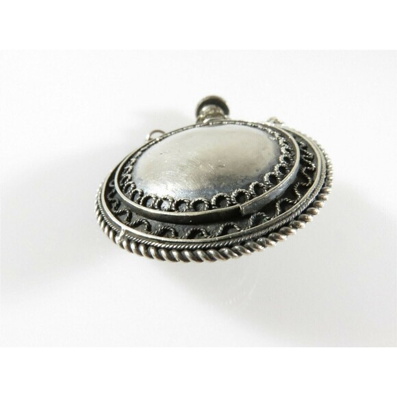 Palestine Sterling Round Perfume Scent Flask Fancy Chatelaine Perfume Bottle - Picture 9 of 12